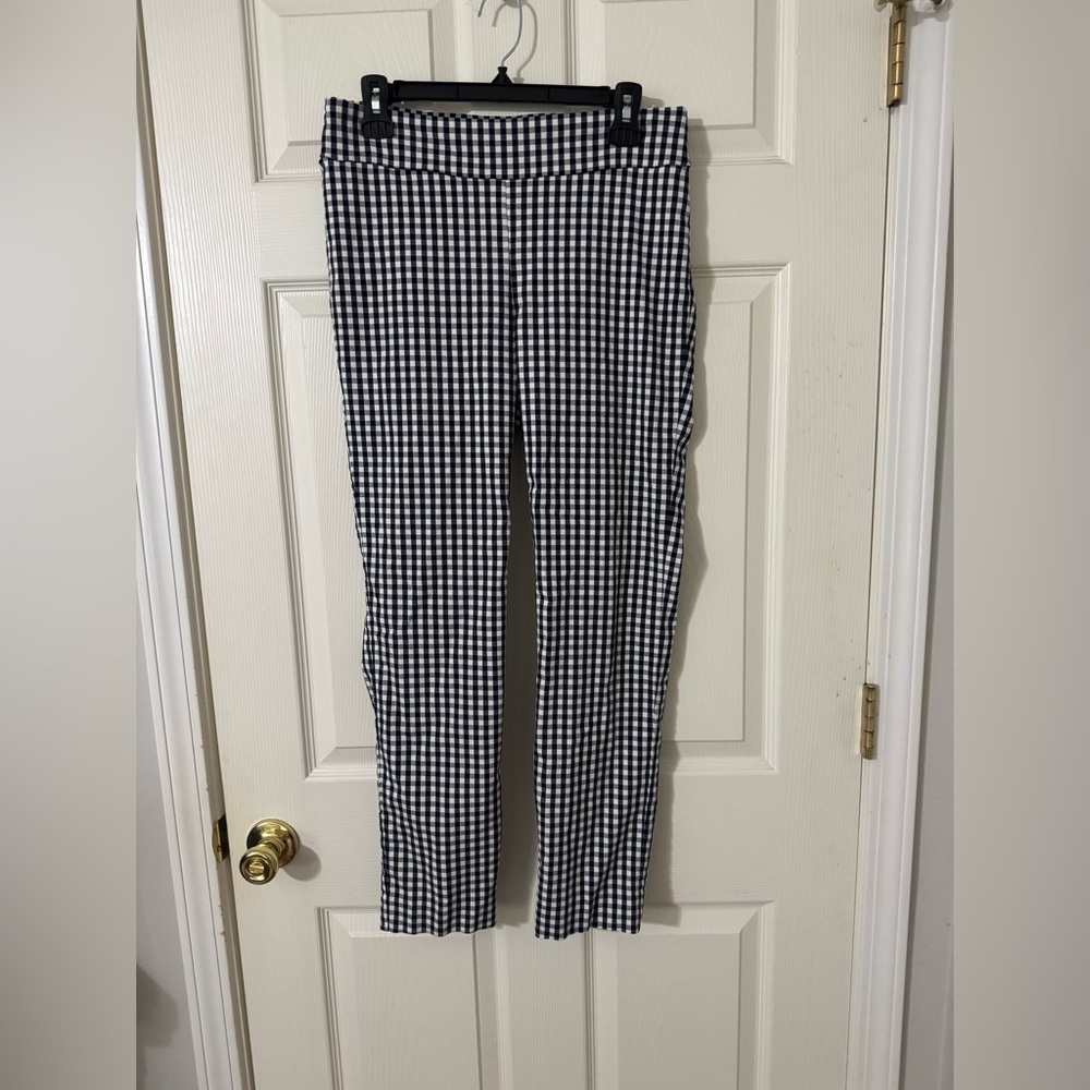 J. McLaughlin MASIE Gingham Check Navy Pants